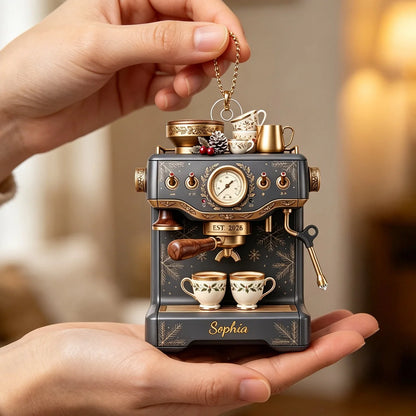 Custom Espresso Machine Acrylic Ornament - Personalized Vintage Coffee Lover Keepsake Gift