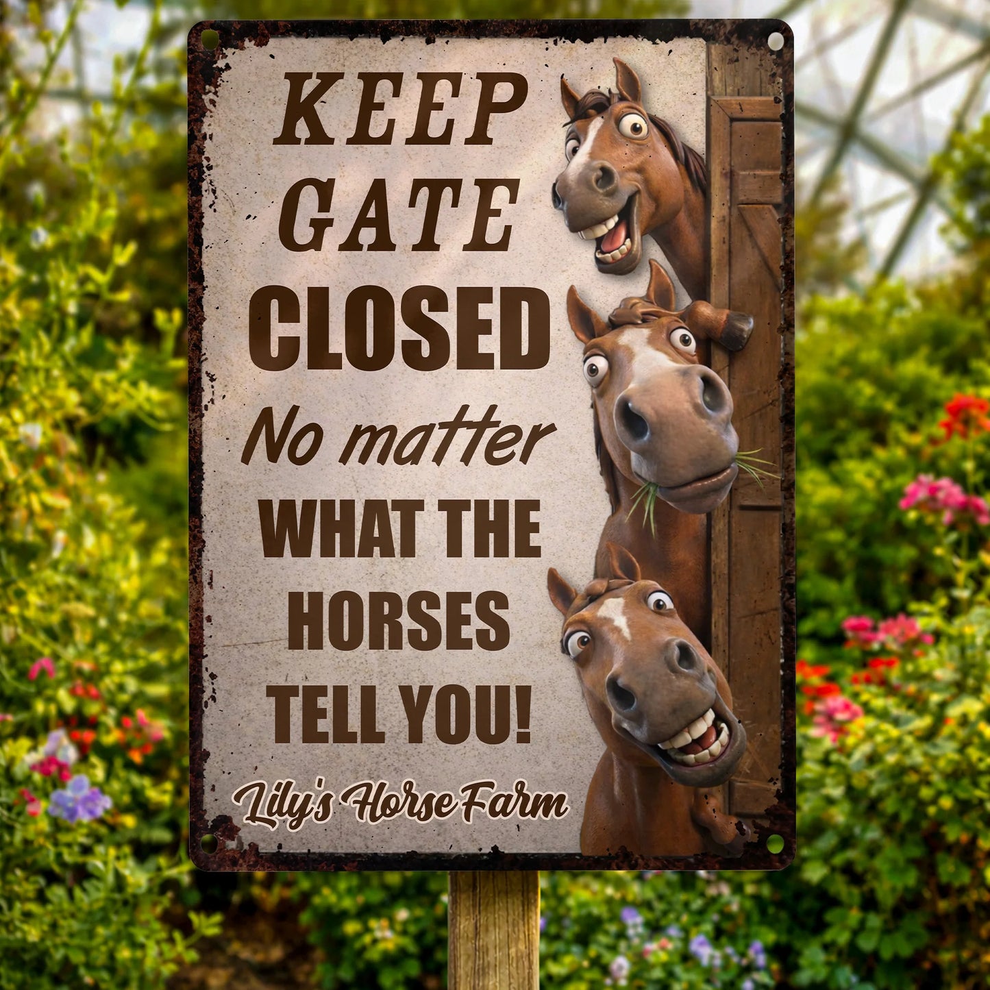 Personalized Horse Farm Metal Sign for Dad with personalized design details for meaningful gifting image 6