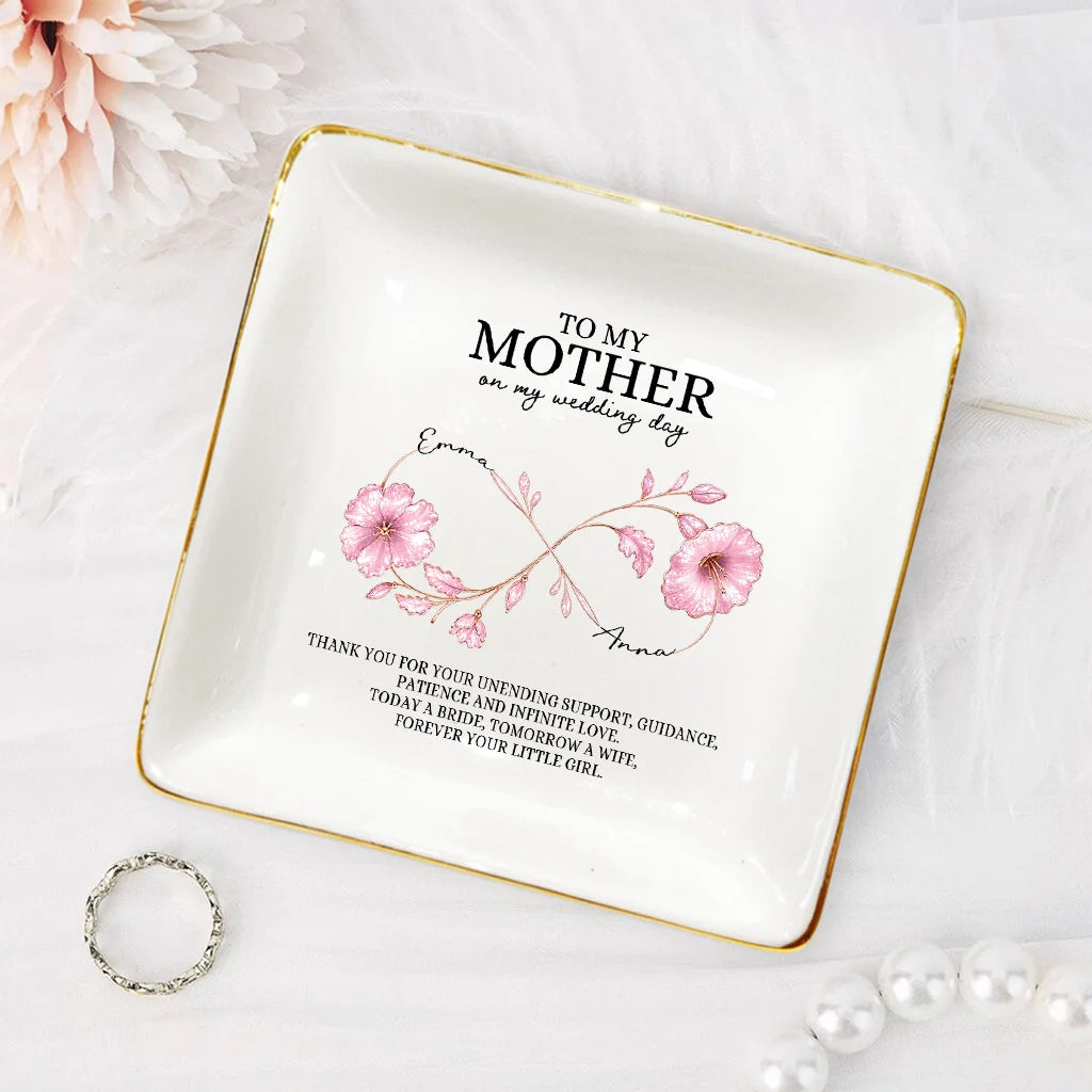 "To My Mother on My Wedding Day" Personalized Jewelry Dish - Custom Ceramic Keepsake