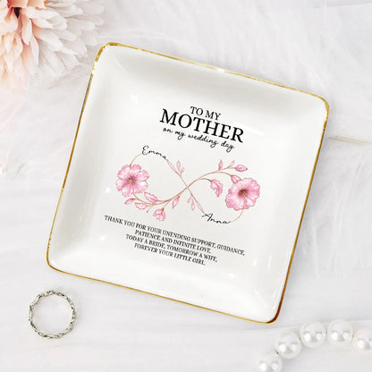 "To My Mother on My Wedding Day" Personalized Jewelry Dish - Custom Ceramic Keepsake