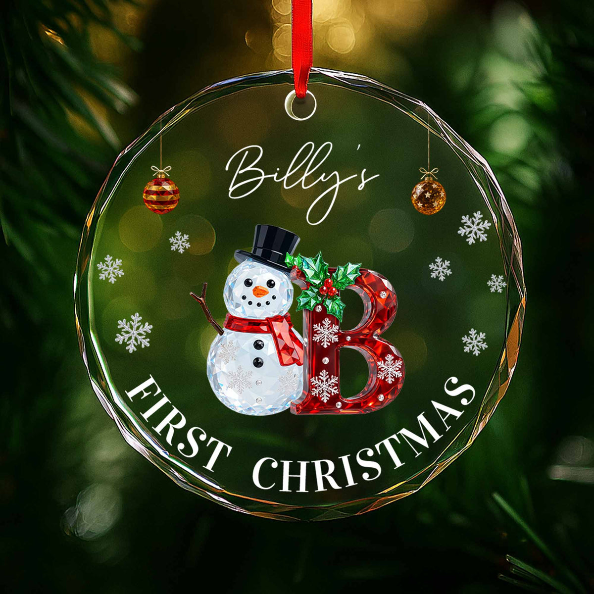 First Christmas Snowman And Snowflakes Ornament
