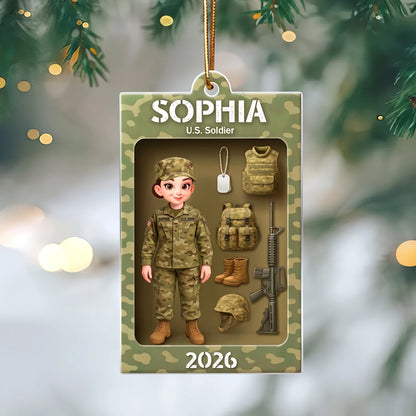 Personalized Military Action Figure Ornament - Custom Soldier Keepsake for Army Christmas Tree Decor