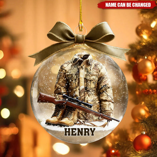 Personalized Hunting Acrylic Ornament - Custom Camo Jacket Gear Christmas Gift for Hunters