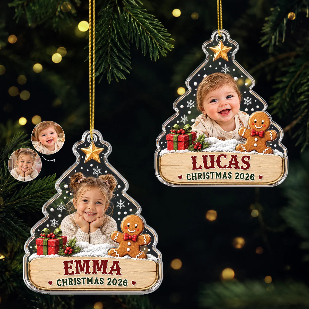 Custom Photo Christmas Acrylic Ornament - Personalized Baby Keepsake Tree Decor for Kids
