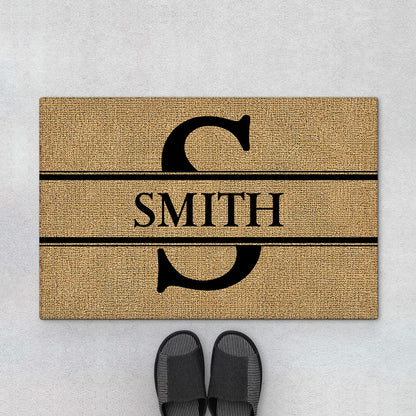 Custom Monogram Name Doormat - Personalized Welcome Mat for Family Housewarming Gift