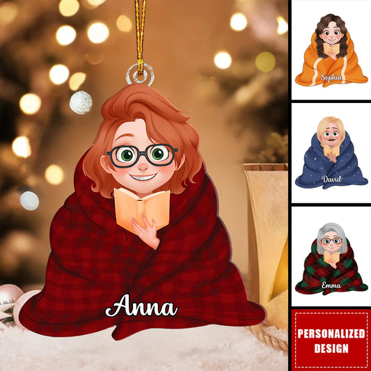 Personalized Book Lover Christmas Ornament for Best Friends with personalized design details for meaningful gifting