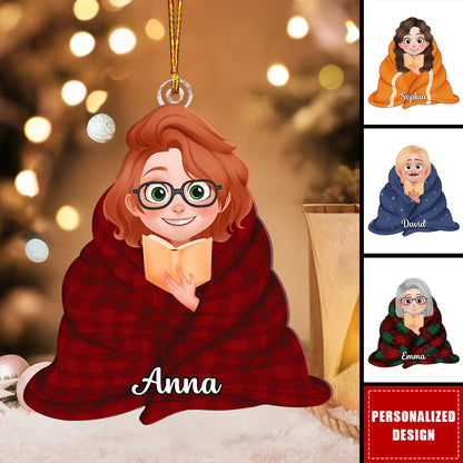 Personalized Book Lover Christmas Ornament for Best Friends with personalized design details for meaningful gifting
