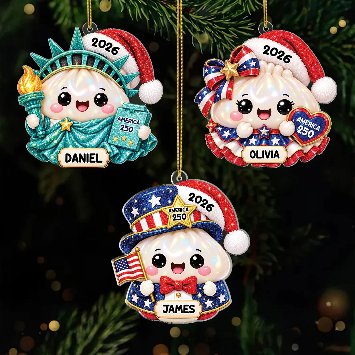 America 250th Anniversary - Personalized Dumpling Acrylic Ornament