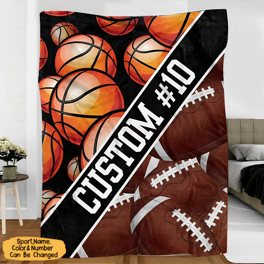 Personalized Sports Blanket - Custom Name and Jersey Number Blanket Gifts