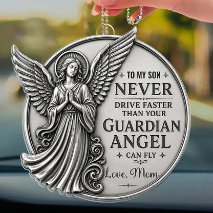 Acrylic Ornament material and size view - Personalized Guardian Angel Car Ornament