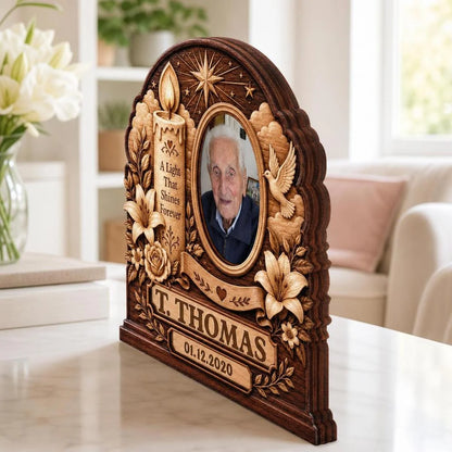 "A Light That Shines Forever" Personalized Wooden Block - Custom Memorial Photo Gift