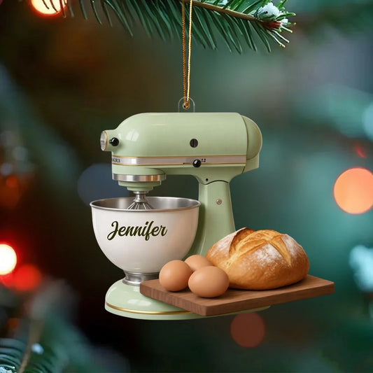 Personalized Retro Kitchen Mixer Ornament - Custom Baker Name Keepsake Christmas Gift