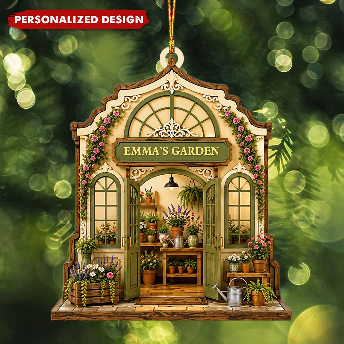 Personalized Greenhouse Wooden Ornament - Custom Garden Plant Lovers Keepsake Gift