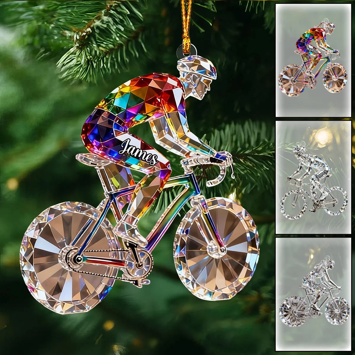 Personalized Bicycle Christmas Ornament - Custom Acrylic Keepsake Gift for Cycling Enthusiasts and Cyclists