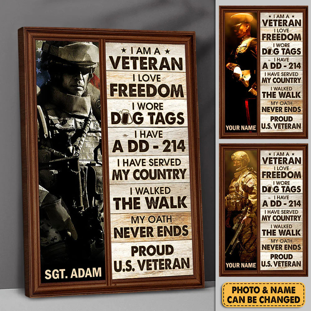 Personalized Veteran Wall Art for Dad with personalized design details for meaningful gifting
