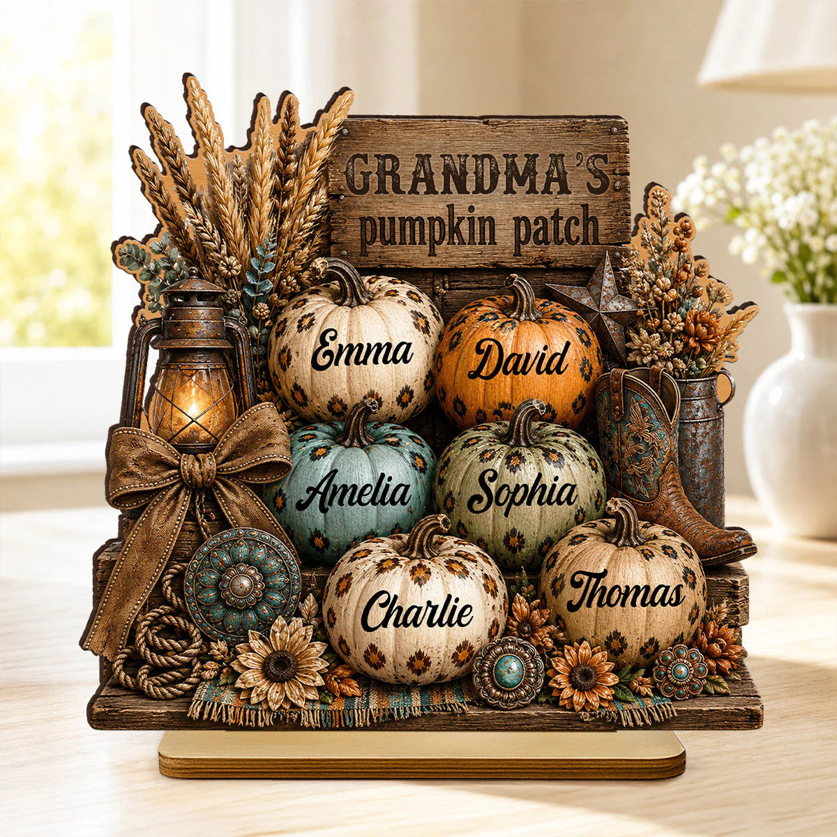 Custom Grandma Pumpkin Patch Sign for Grandma with personalized design details for meaningful gifting