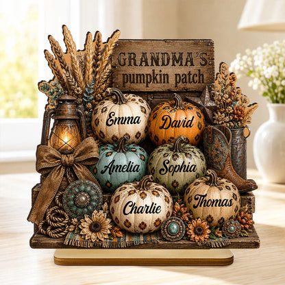 Custom Grandma Pumpkin Patch Sign for Grandma with personalized design details for meaningful gifting