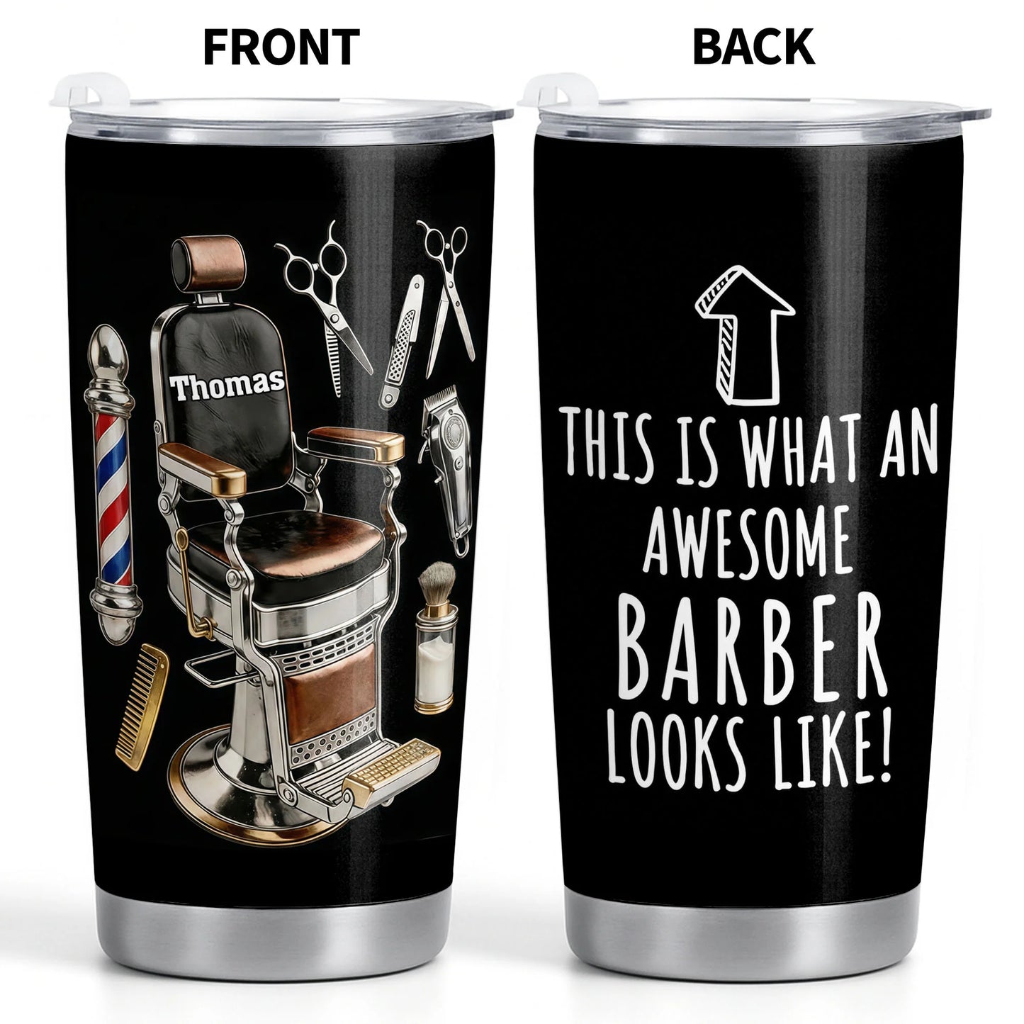 Custom Barber Tumbler for Dad with personalized design details for meaningful gifting image 10