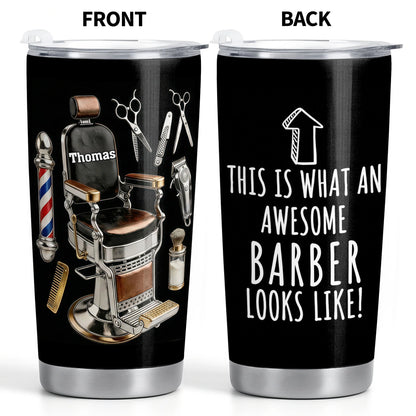 Custom Barber Tumbler for Dad with personalized design details for meaningful gifting image 10