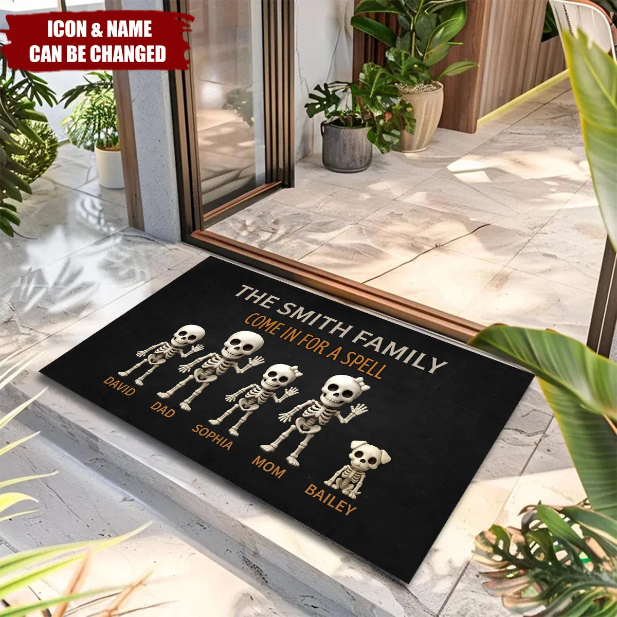 "Come In For A Spell" Personalized Halloween Doormat - Custom Fall Entryway Decor for Family
