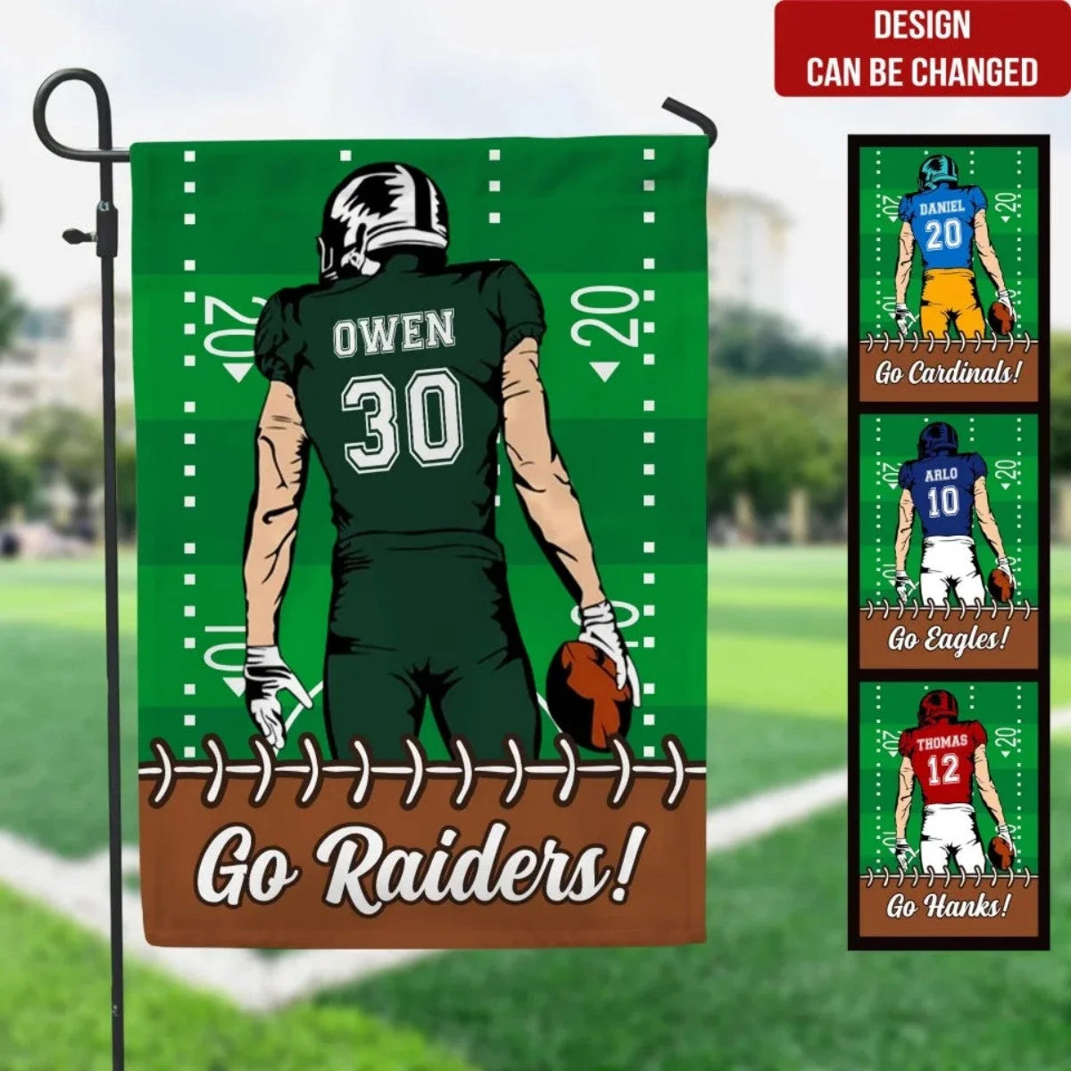 Game Day Custom Football Garden Flag - Personalized Player Name & Number Yard Sign