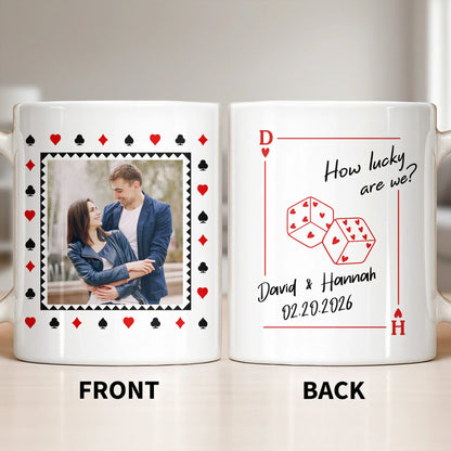 Custom Playing Card Photo Mug for Couples with personalized design details for meaningful gifting image 10
