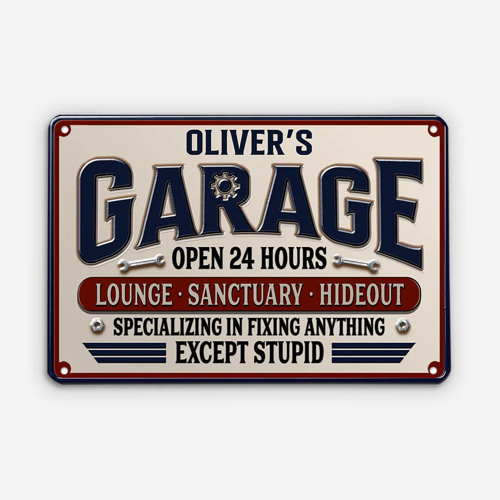 Custom Garage Metal Sign personalization view for Dad