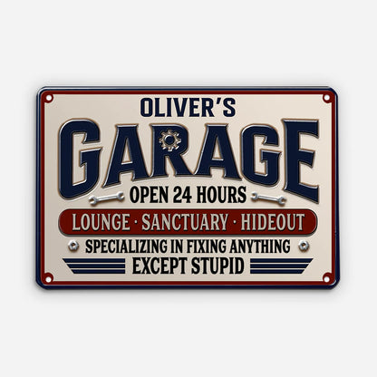 Custom Garage Metal Sign personalization view for Dad