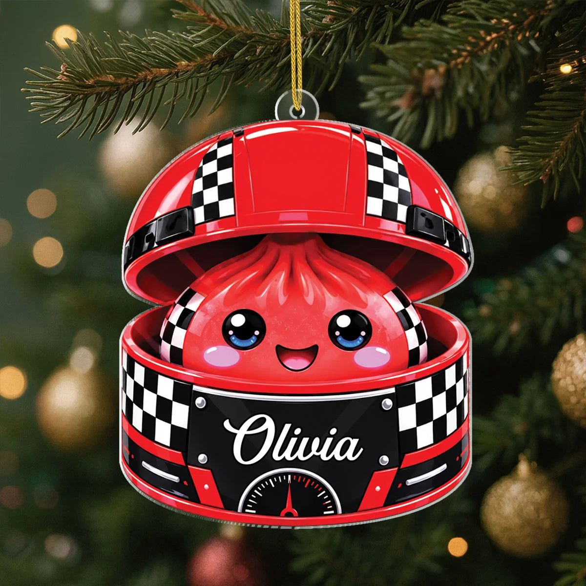 Squishy Dumpling Personalized Acrylic Ornament - Cute Christmas Gift for Kids