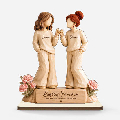Besties Forever Personalized Wooden Plaque - Custom Birthday Keepsake for Best Friends