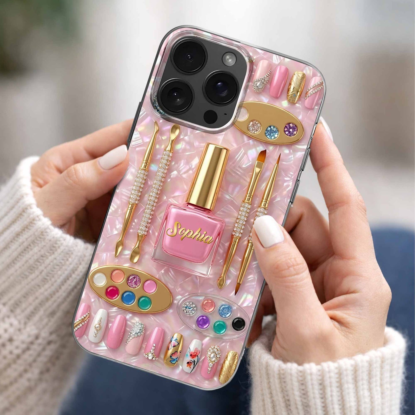 Personalized Nail Tech Clear Phone Case personalization view for Best Friends