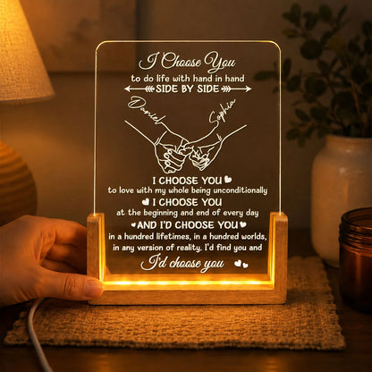 I Choose You Personalized LED Acrylic Plaque - Custom Couple Gift for Wife & Husband