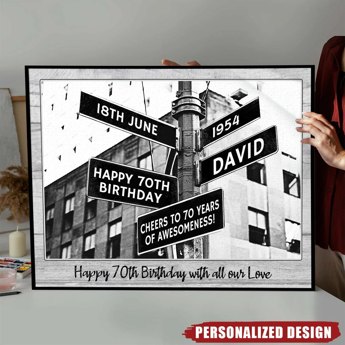 Custom Birthday Street Sign Poster for Family with personalized design details for meaningful gifting image 9