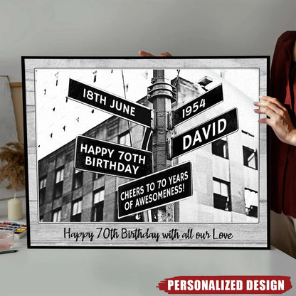 Custom Birthday Street Sign Poster for Family with personalized design details for meaningful gifting image 9