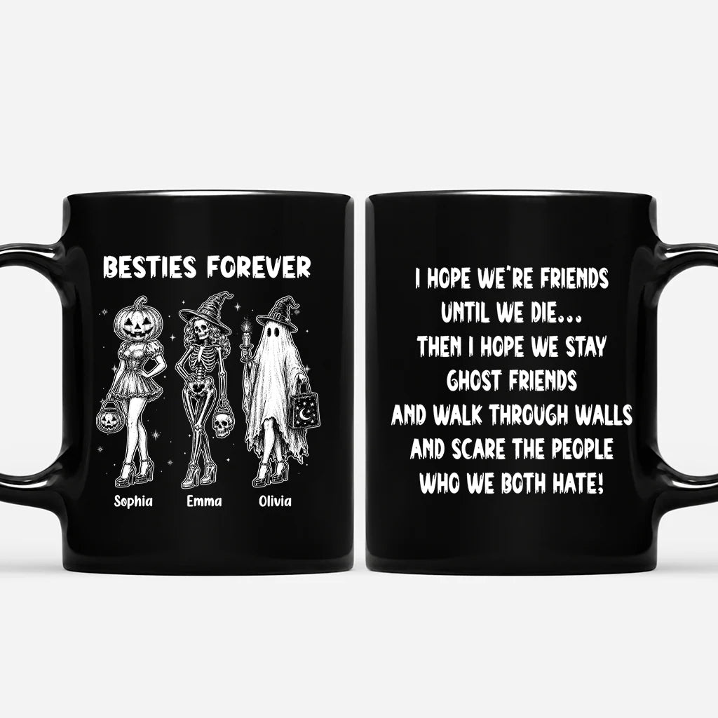 "Friends Until We Die Ghost Friends" Personalized Halloween Mug - Custom Bestie Gift