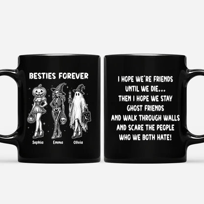 "Friends Until We Die Ghost Friends" Personalized Halloween Mug - Custom Bestie Gift
