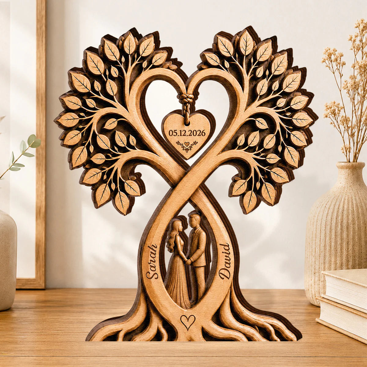 Custom Couples Anniversary Wooden Plaque personalization view for Wife