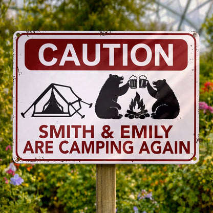 Custom Camping Metal Sign for Couples with personalized design details for meaningful gifting image 6