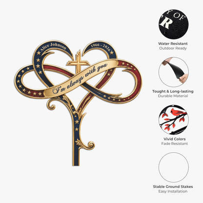 "I'm Always With You" Personalized Metal Garden Stake - Custom Memorial Keepsake for Loved Ones
