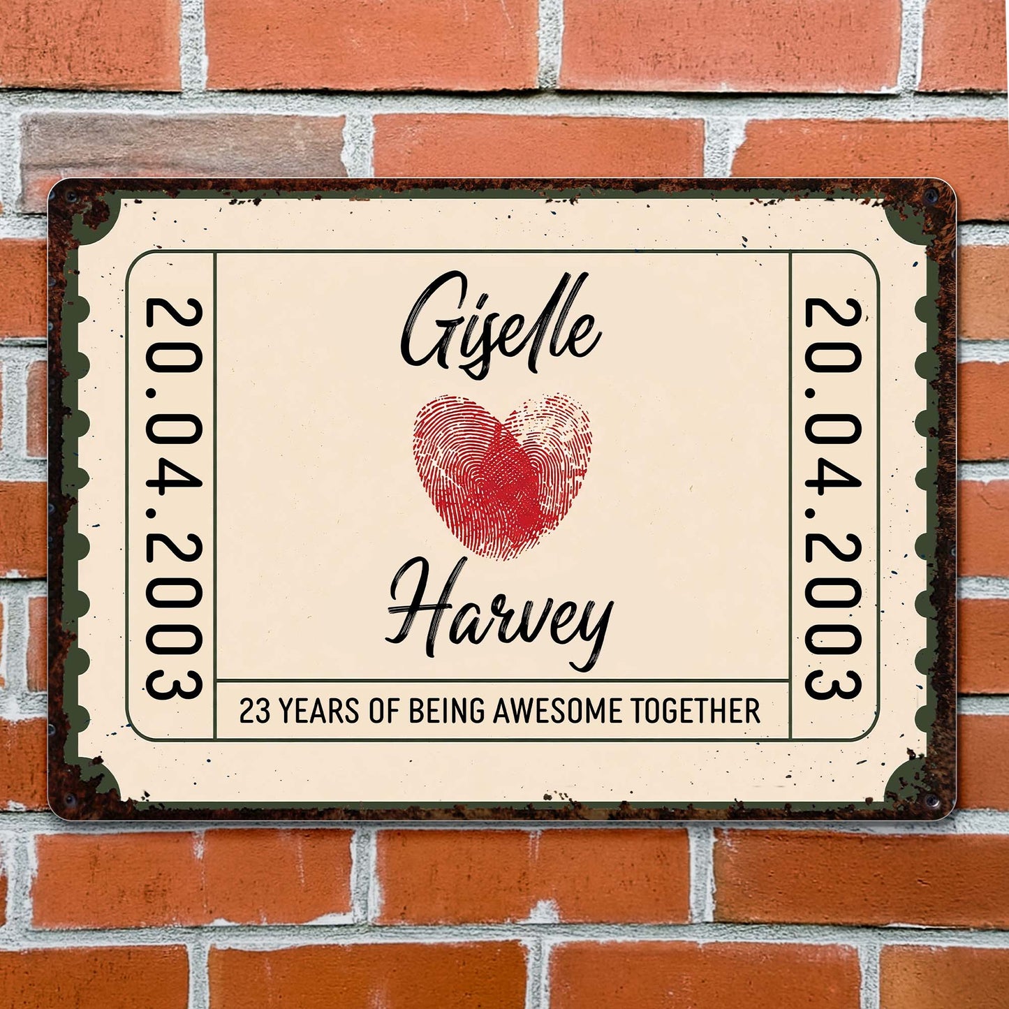 Personalized Couple Anniversary Metal Sign personalization view for Couples