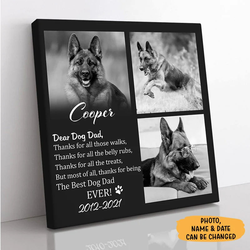 Best Dog Mom Ever Personalized Square Photo Canvas - Custom Pet Memorial Gift for Dog Lovers