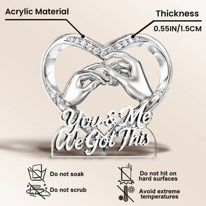 Personalized couple acrylic plaque with a romantic heart shape and holding hands design for anniversary gifts image 7