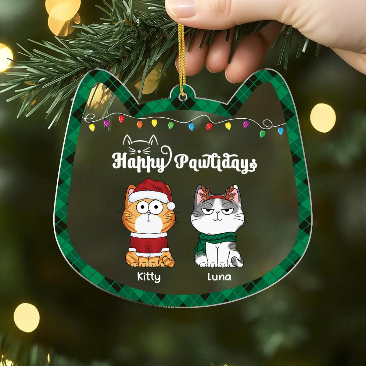 "Meowy Catmas" Personalized Acrylic Christmas Ornament - Holiday Gift for Cat Lovers