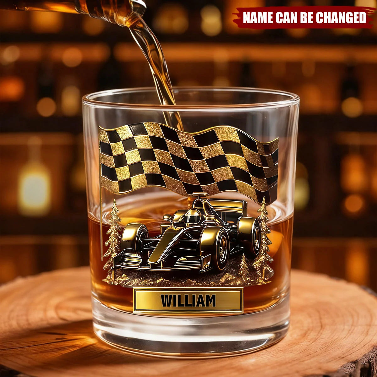 Custom Race Car Personalized Whiskey Glass - Gift for Racing Fans Dad