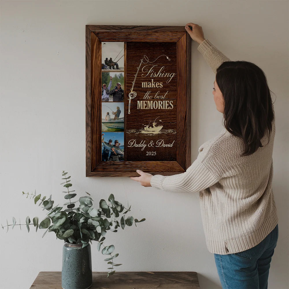 "Fishing Makes The Best Memories" Personalized Canvas / Poster - Custom Photo Gift for Fishing Lovers