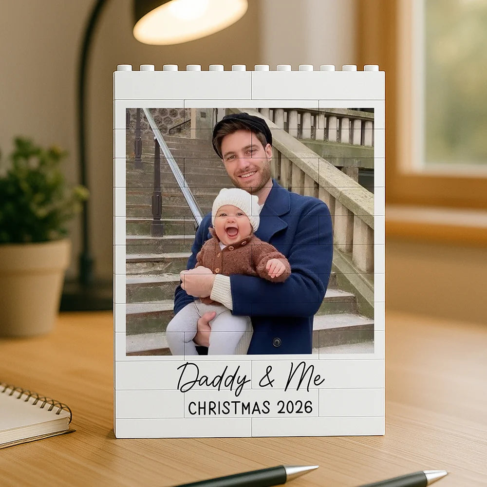 "Daddy & Me" Personalized Photo Building Brick Blocks - Custom Dad Christmas Gift