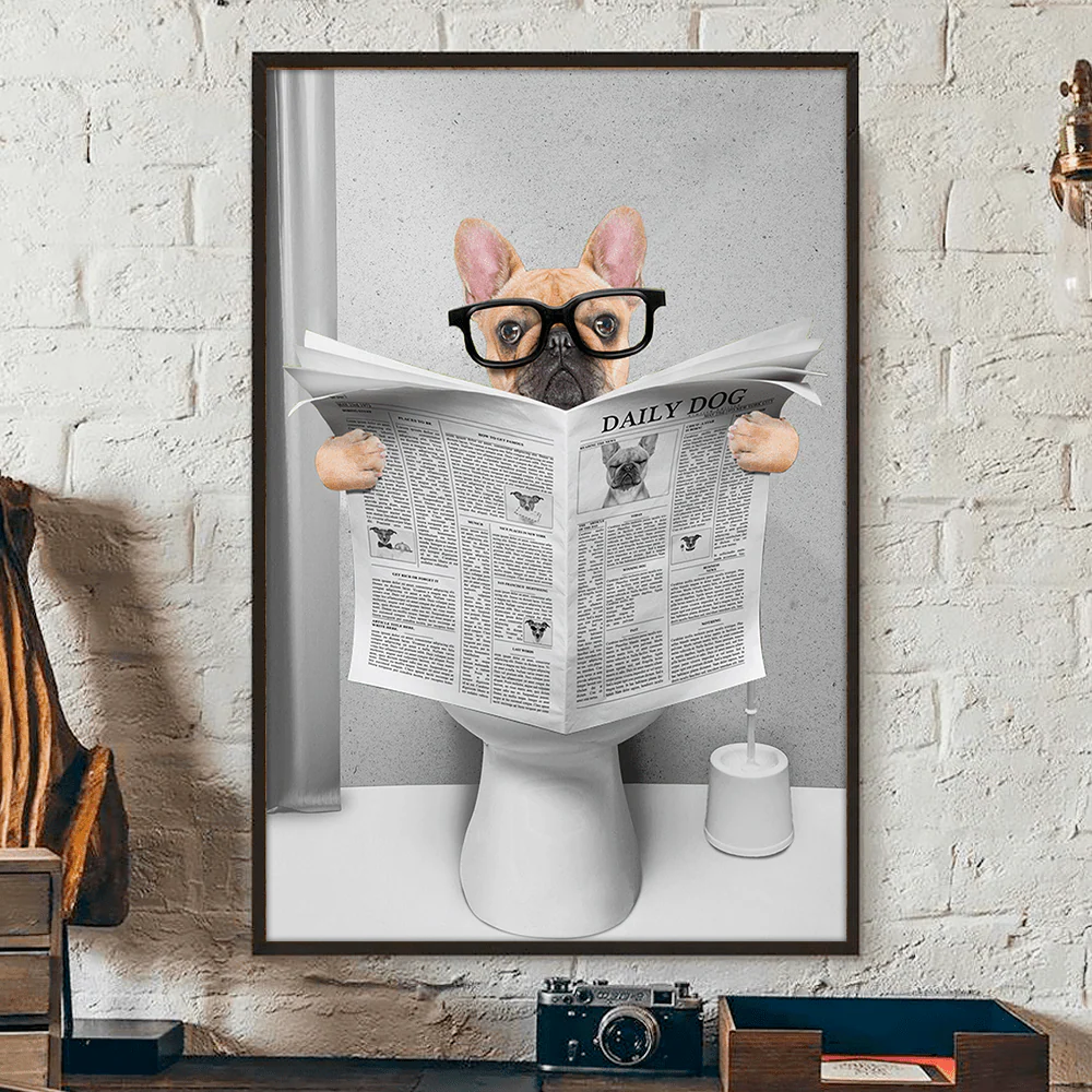 PRINTS10 Custom Photo Dog Cat Read Newspaper In Toilet Poster N304 890210