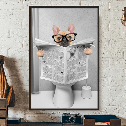 PRINTS10 Custom Photo Dog Cat Read Newspaper In Toilet Poster N304 890210