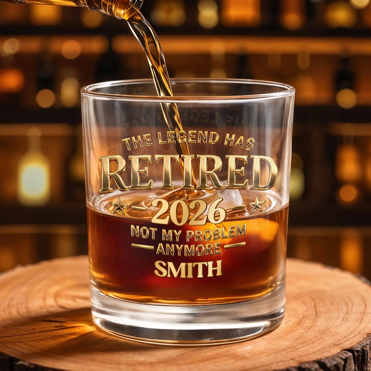 Tumbler material and size view - Personalized Retirement Whiskey Glass