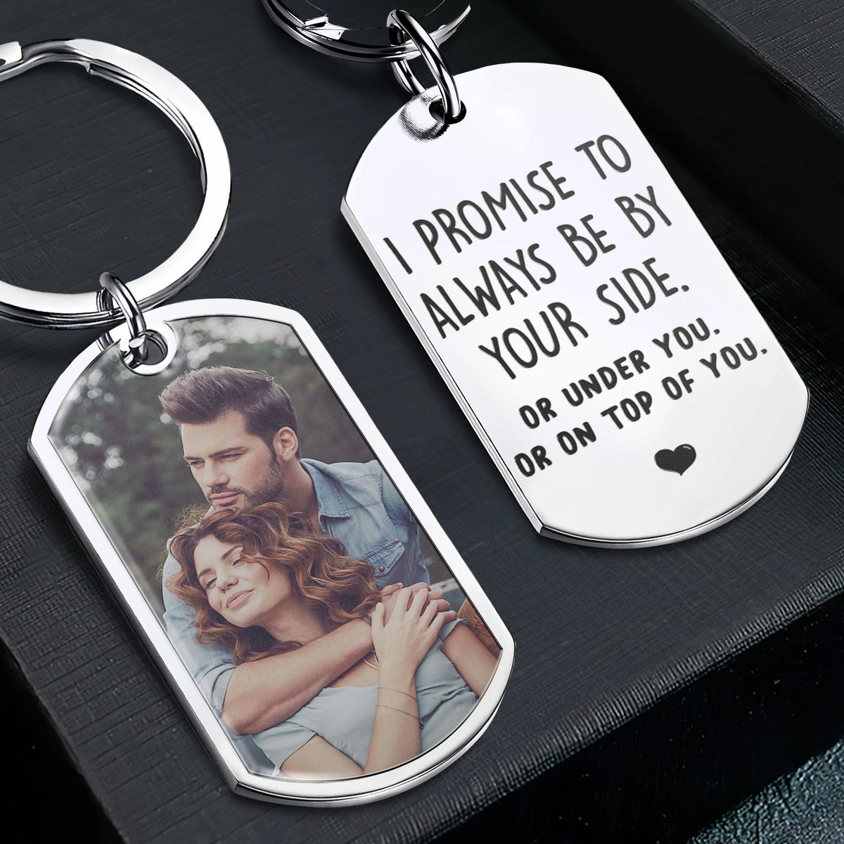I Promise To Always Be By Your Side - Personalized Photo Keychain for Boyfriend Husband